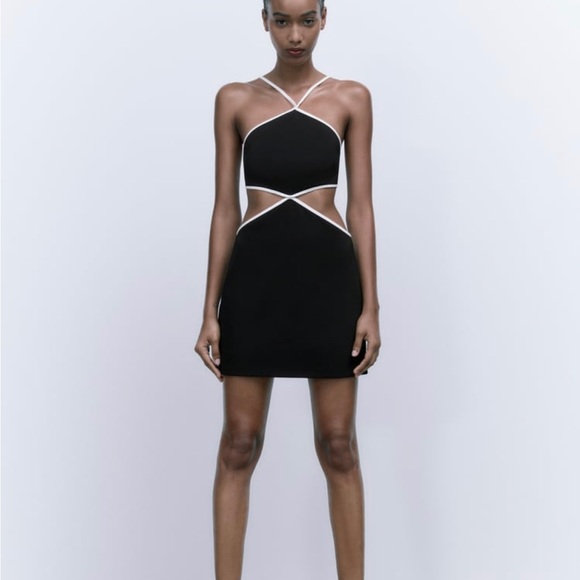 COPY - Black&white cutout halter dress - Picture 4 of 12
